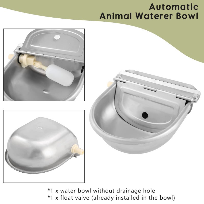 NATGAI Automatic 304 Stainless Steel Waterer Bowl, Automatic Cow Drinking Water Bowl with Float Valve Water Trough Farm Grade for Horse Cattle Goat Sheep Dog (Without Drainage Hole) - Image 3